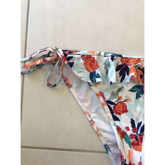 Verano Playa Floral Ruffled Side Ties Bikini Bottom Swimsuit - Picture 4 of 8